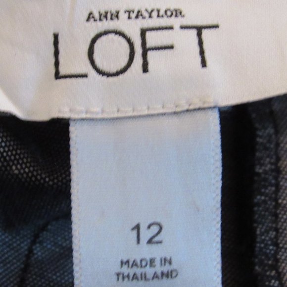 Ann Taylor Loft Womens Grayish/Navy Skirt Size 12 Back and Side Pockets EUC - Picture 3 of 4